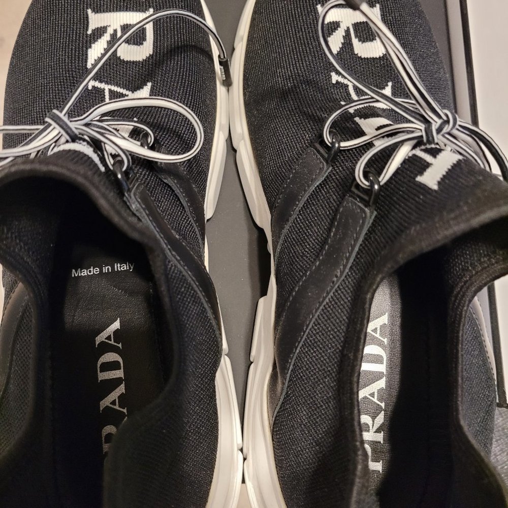 prada black knit sneakers (new)